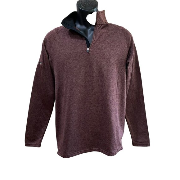 UNRL Elite Mens Maroon Quarter-Zip Pullover  92% Polyester & 8% Spandex  Long Sl - Picture 5 of 6